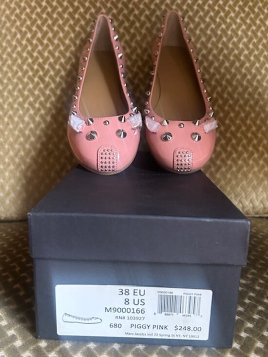 Marc by Marc Jacobs Shoes - Marc by Marc Jacobs Piggy Pink Patent Leather Studded Ballet Flats NWB